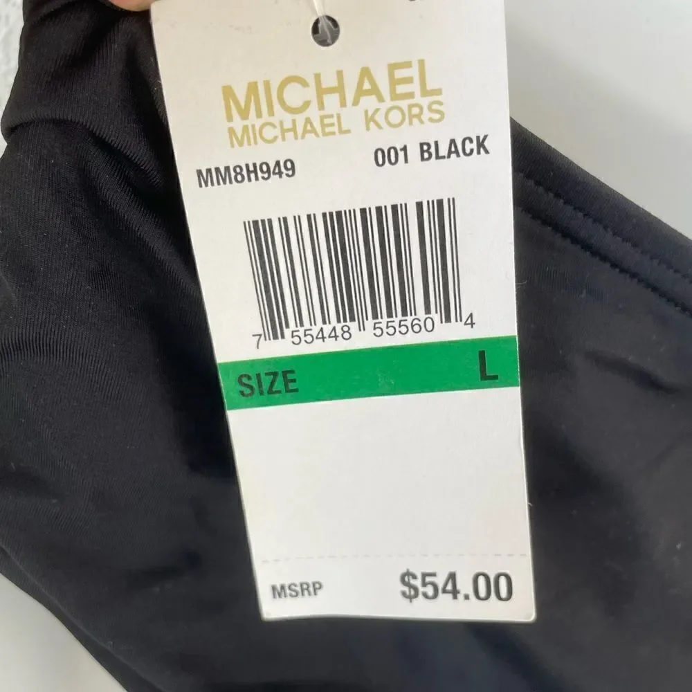 NWT MICHAEL Michael Kors Black Bikini Bottoms Size L